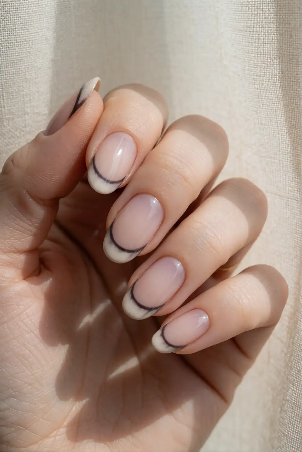 Bone French Tip Nails