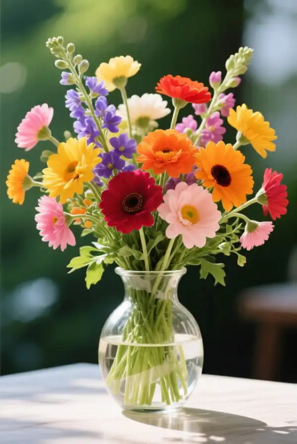 1. Bright Blooms in Vases