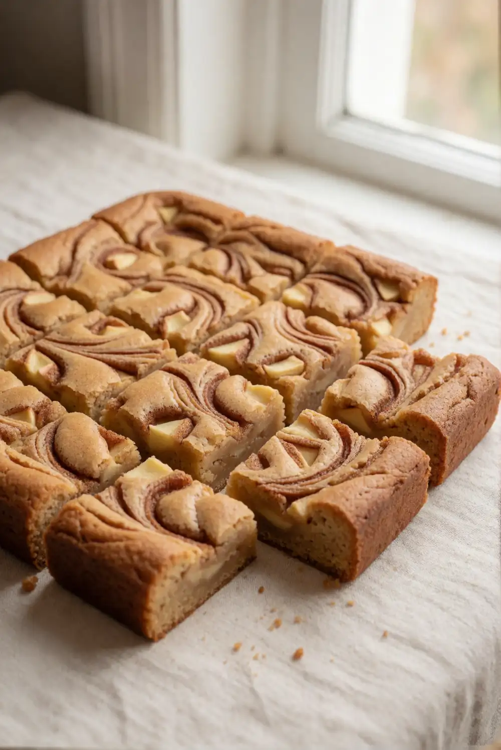Brown Butter Apple Blondies with Cinnamon Swirls