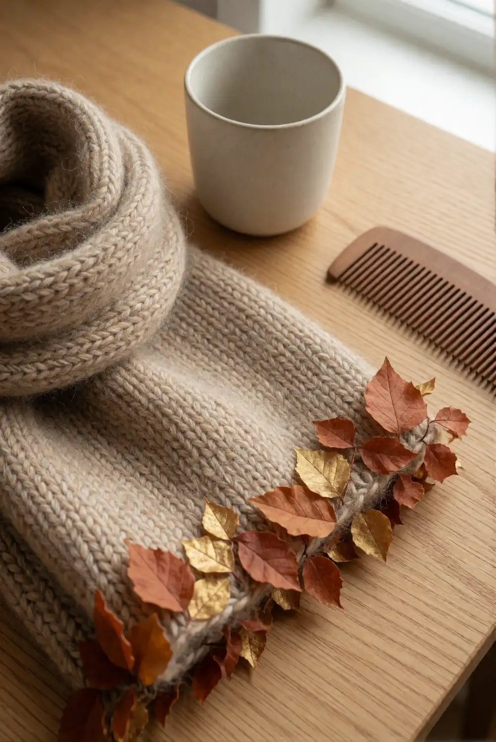 Build a Cozy Flatlay with a Folded Knit Scarf