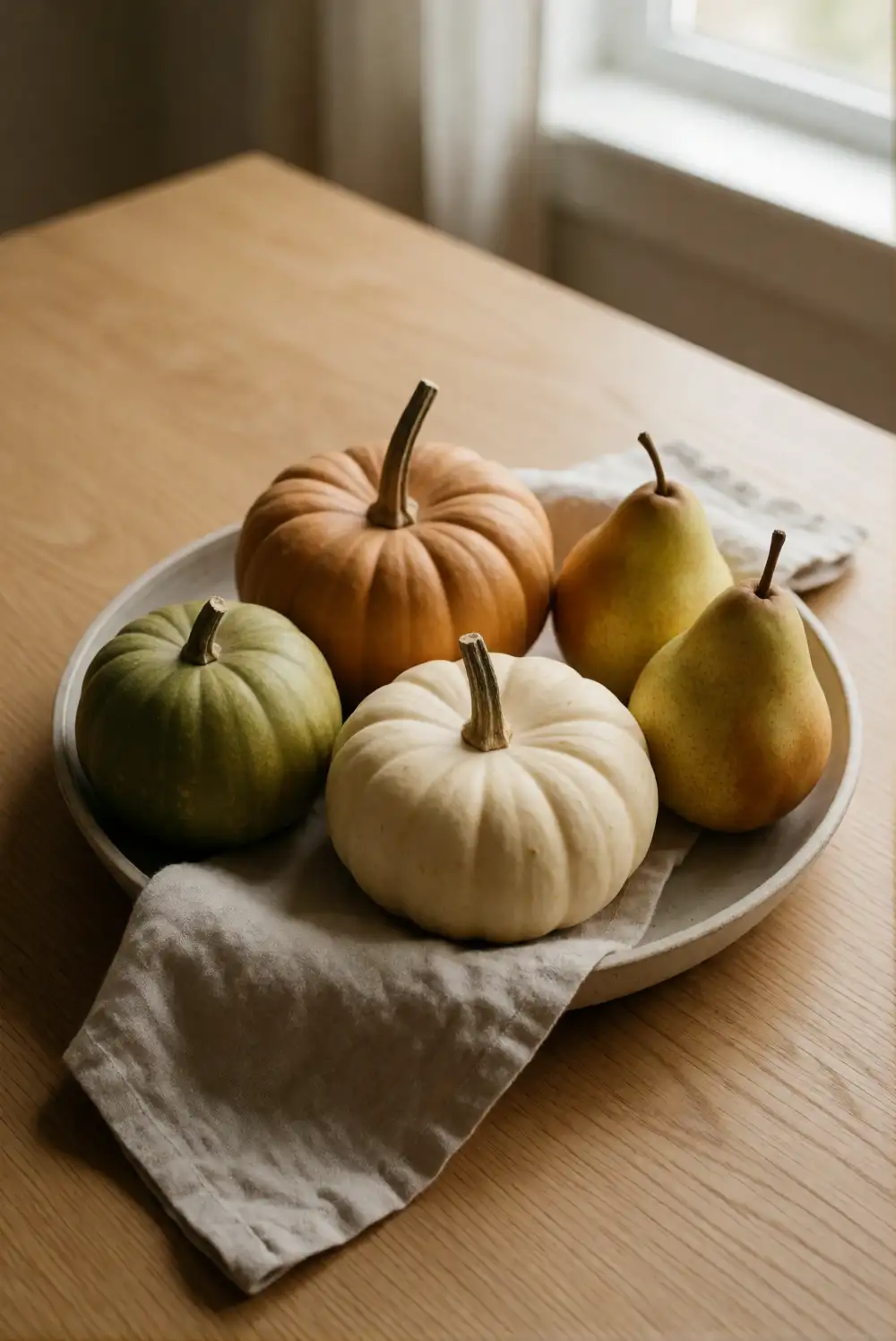 Build a Natural Pumpkin and Pear Table Centerpiece