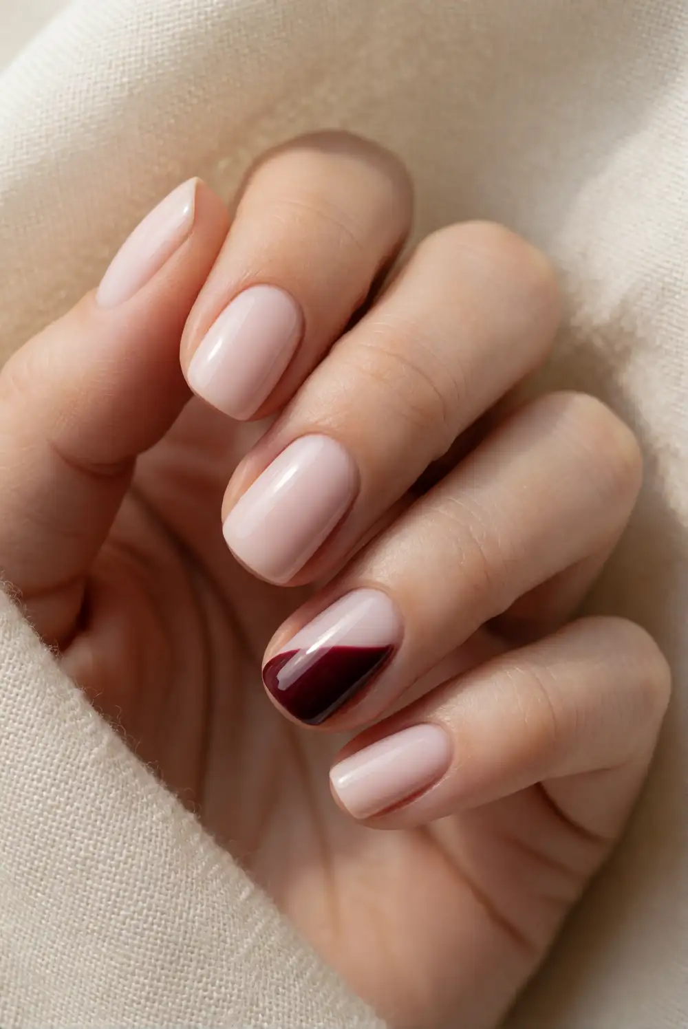 Burgundy Drip Accent Nails
