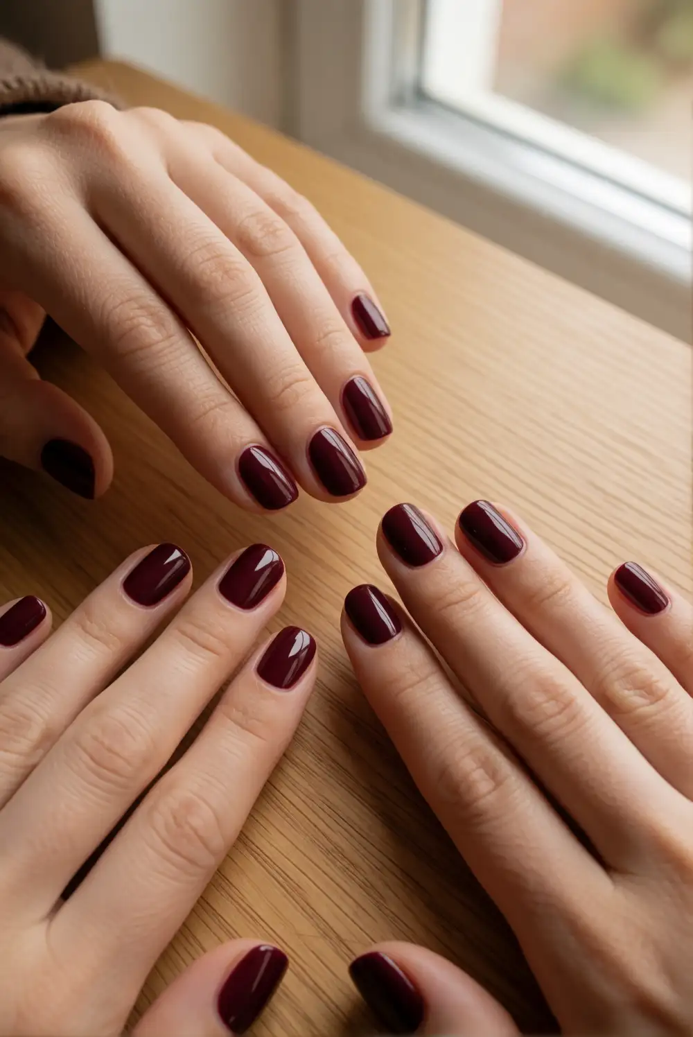 Burgundy Half-Moon Manicure