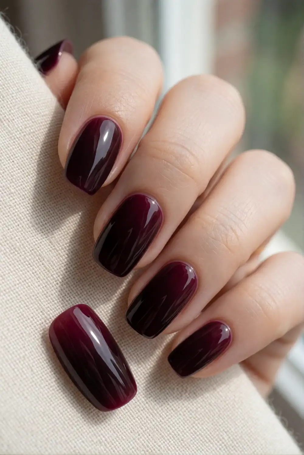 Burgundy Magnetic Aura Nails