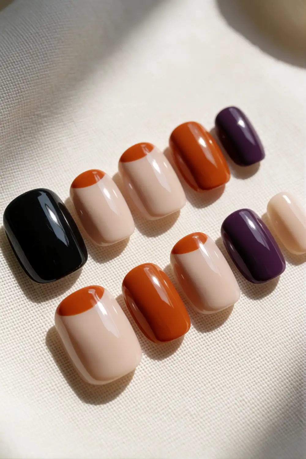 Burnt Orange Half-Moon Manicure