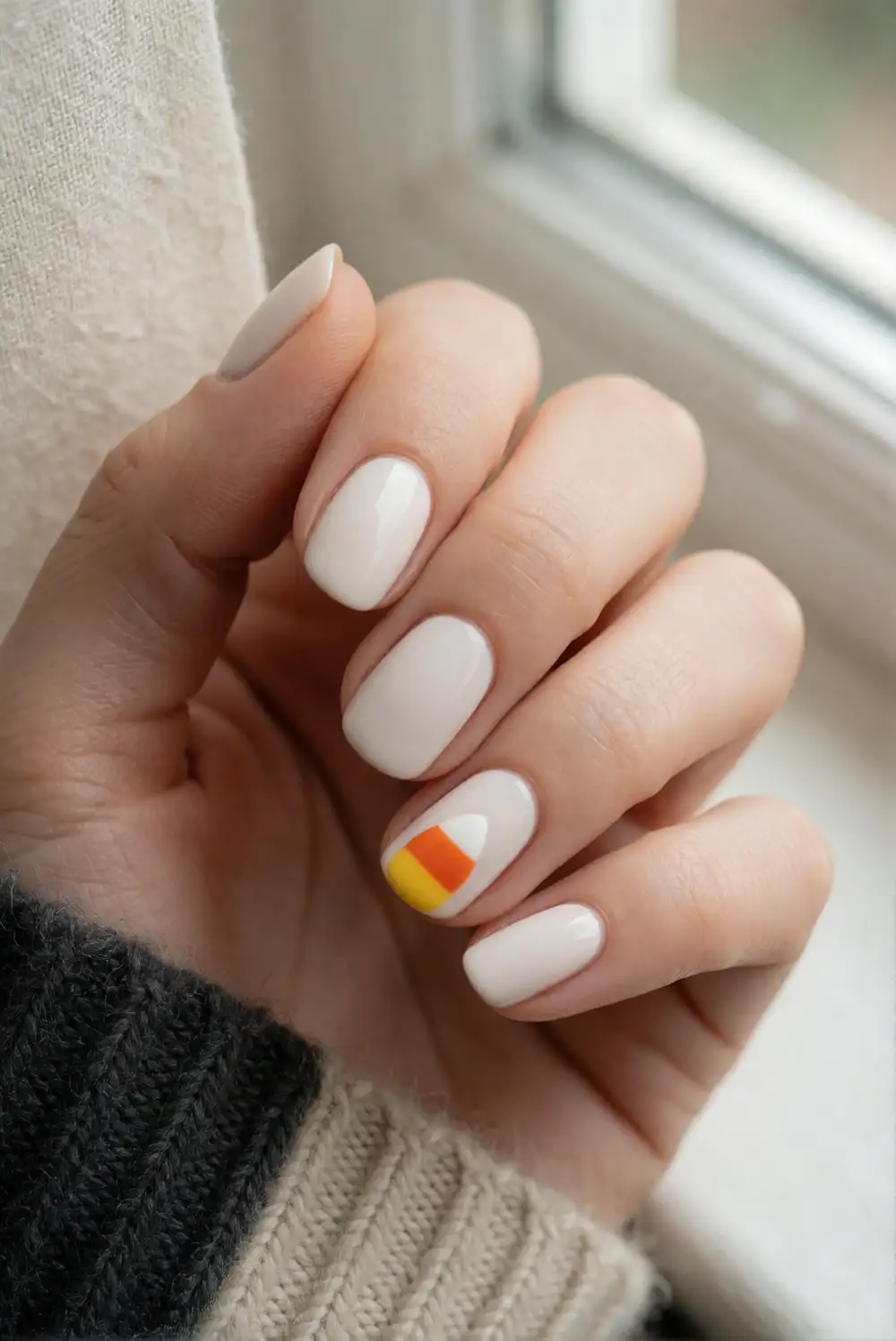 Candy Corn Color-Block Accent Nails