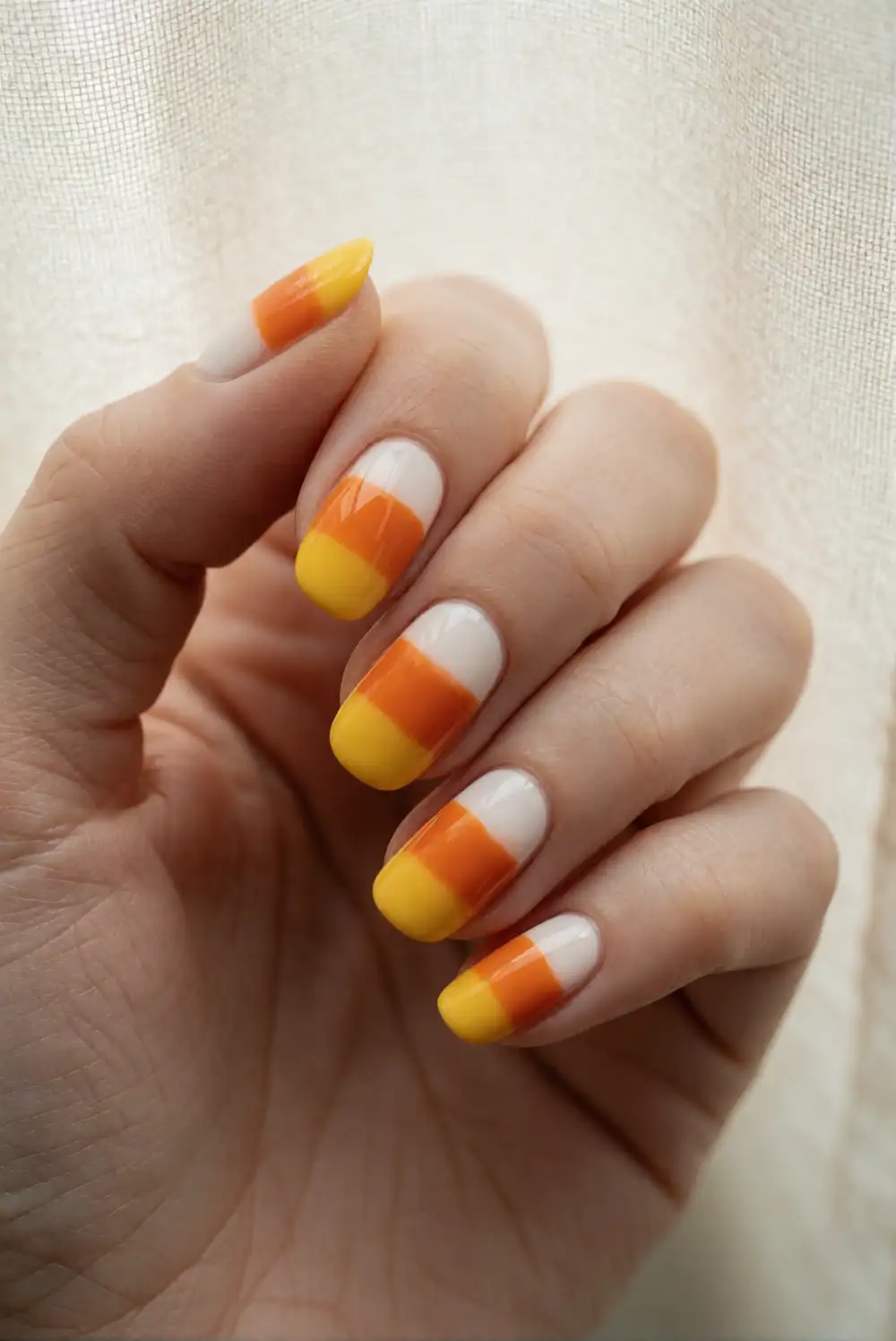 Candy Corn Color Block Nails