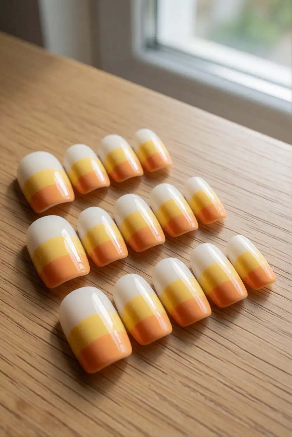 Candy Corn Color Block Nails