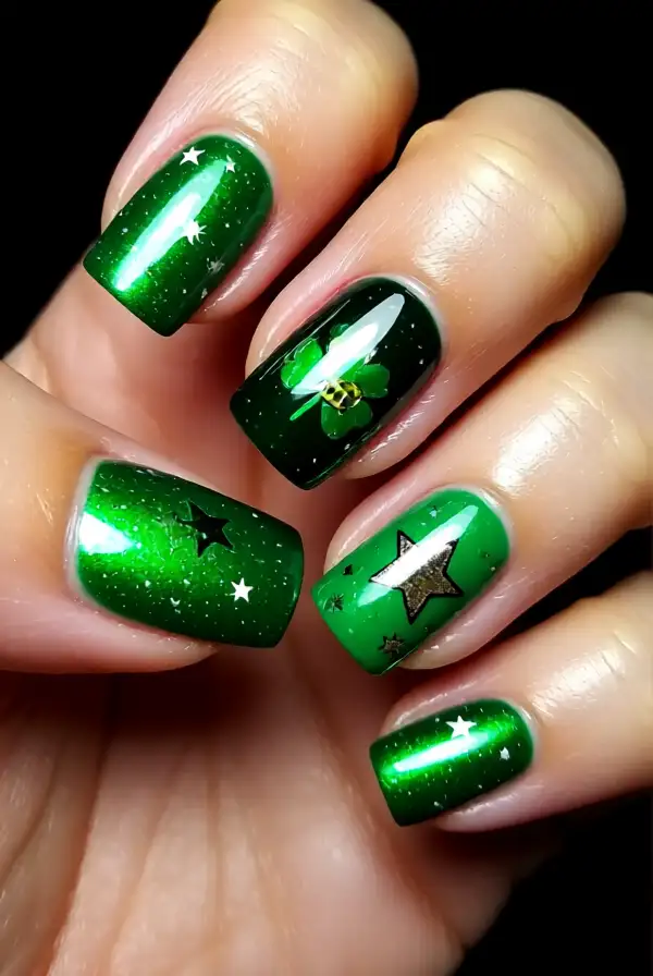 Celestial Irish Themed Nails