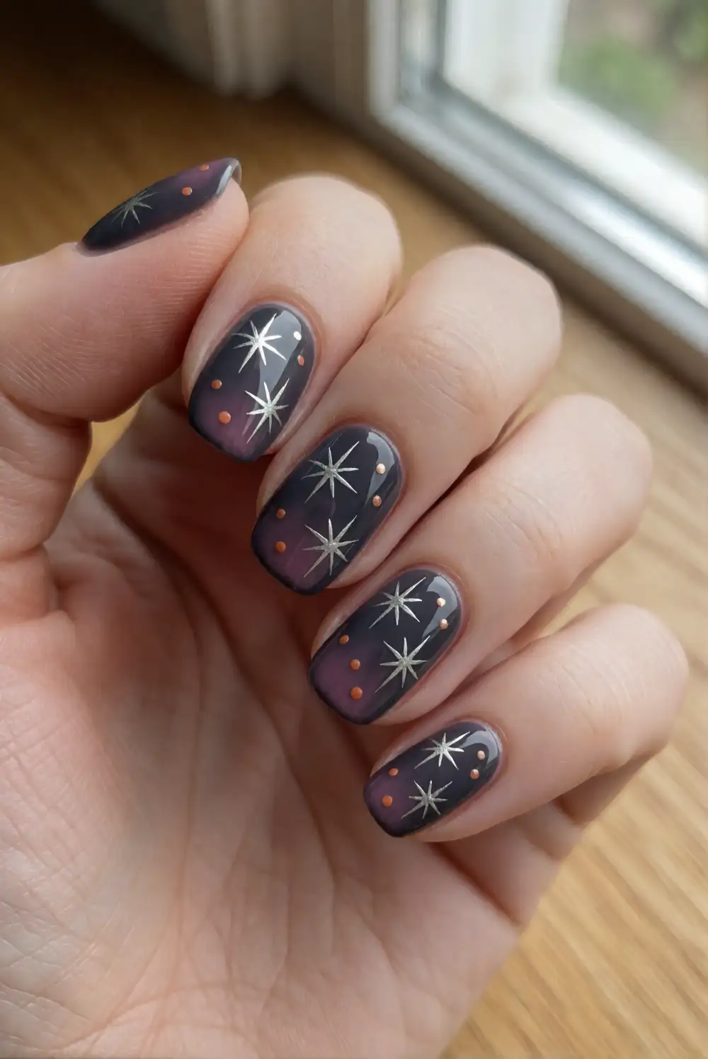 Charcoal Night Sky Nails
