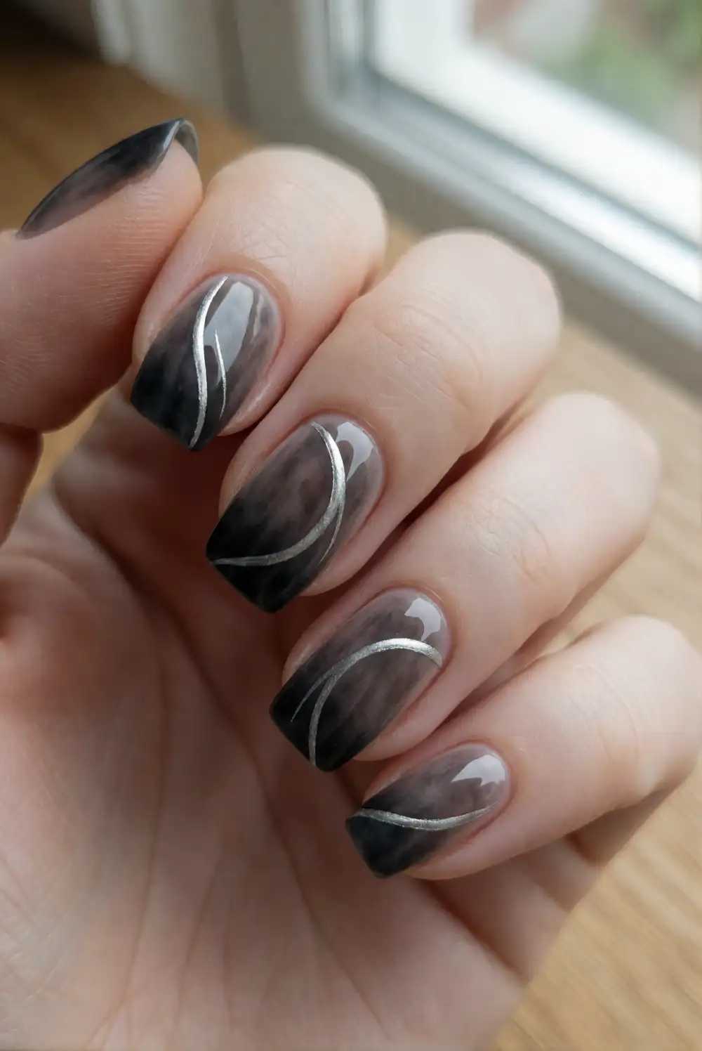 Charcoal Ombre with Silver Details