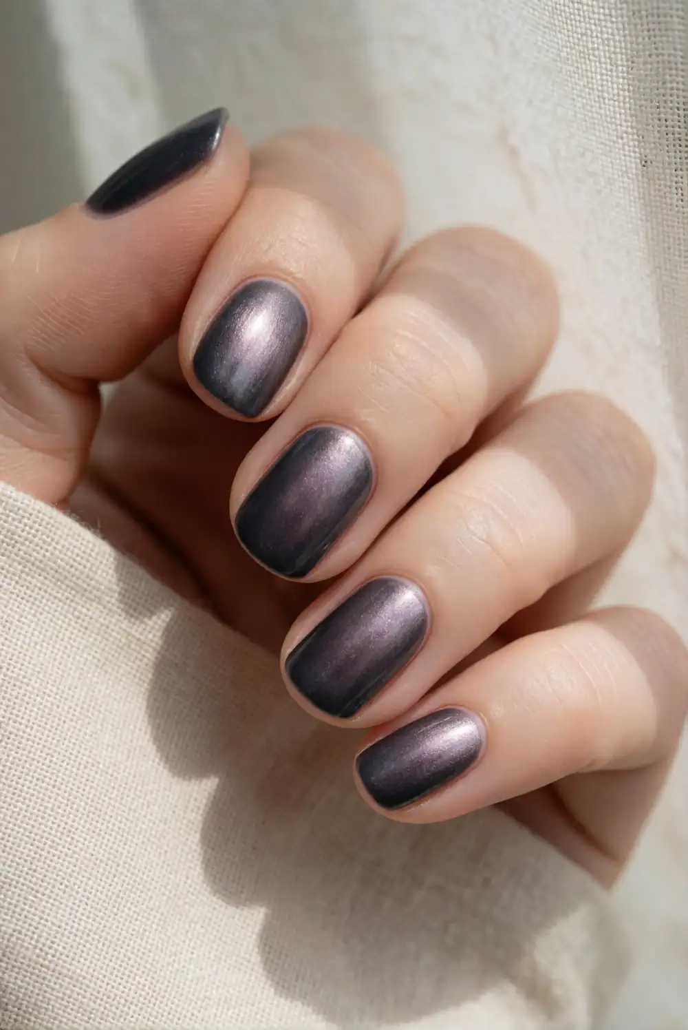 Charcoal Velvet Cat Eye Nails