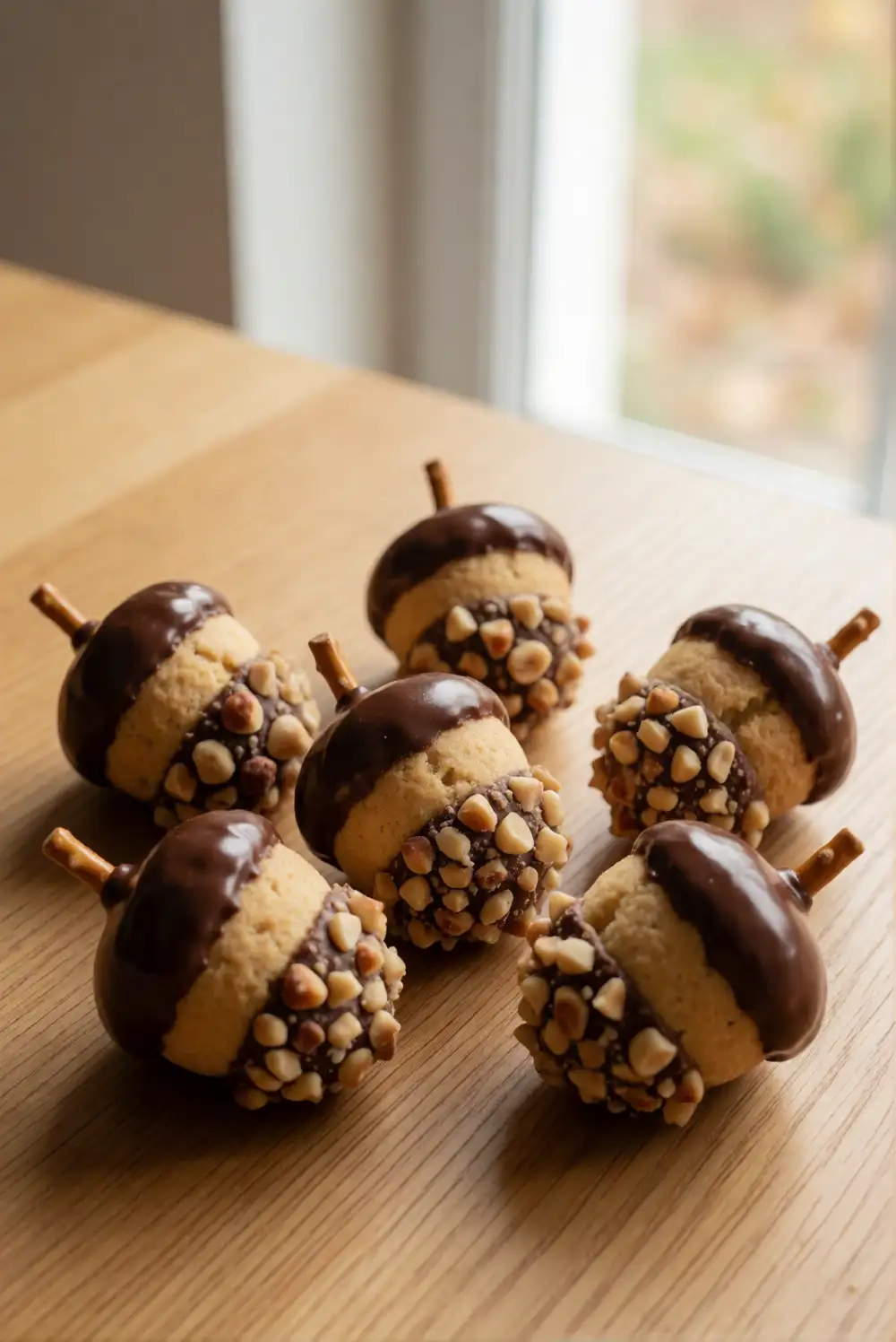 Chocolate-Dipped Acorn Cookies