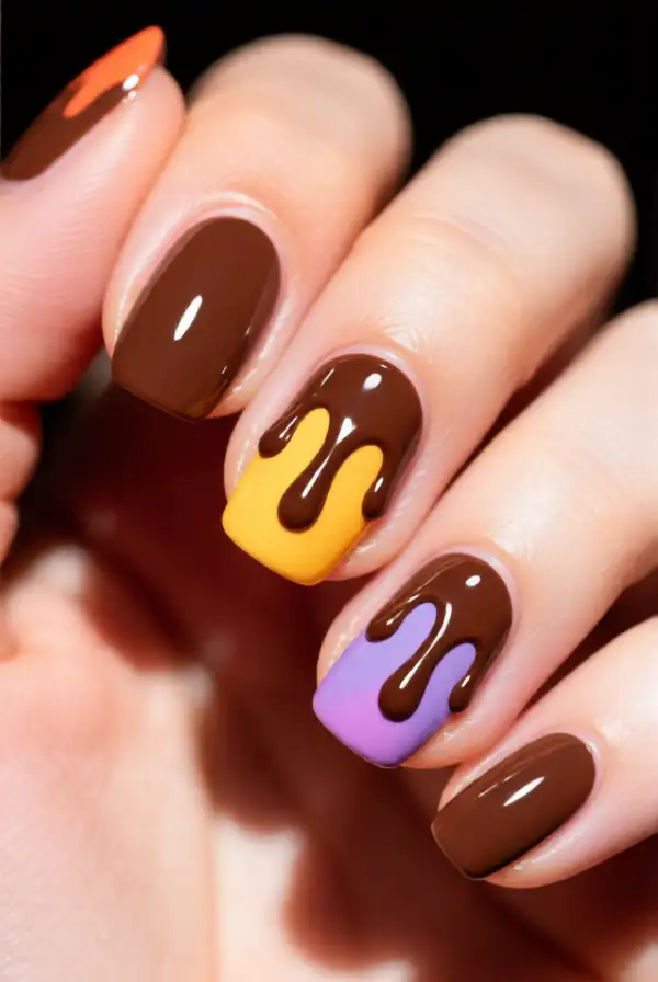 Chocolate Drip Nails