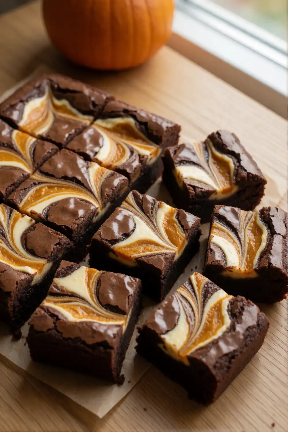 Chocolate Pumpkin Swirl Brownies