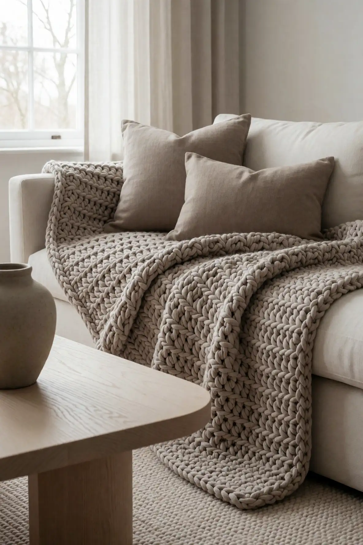 Chunky Neutral Layers with Quiet Luxury