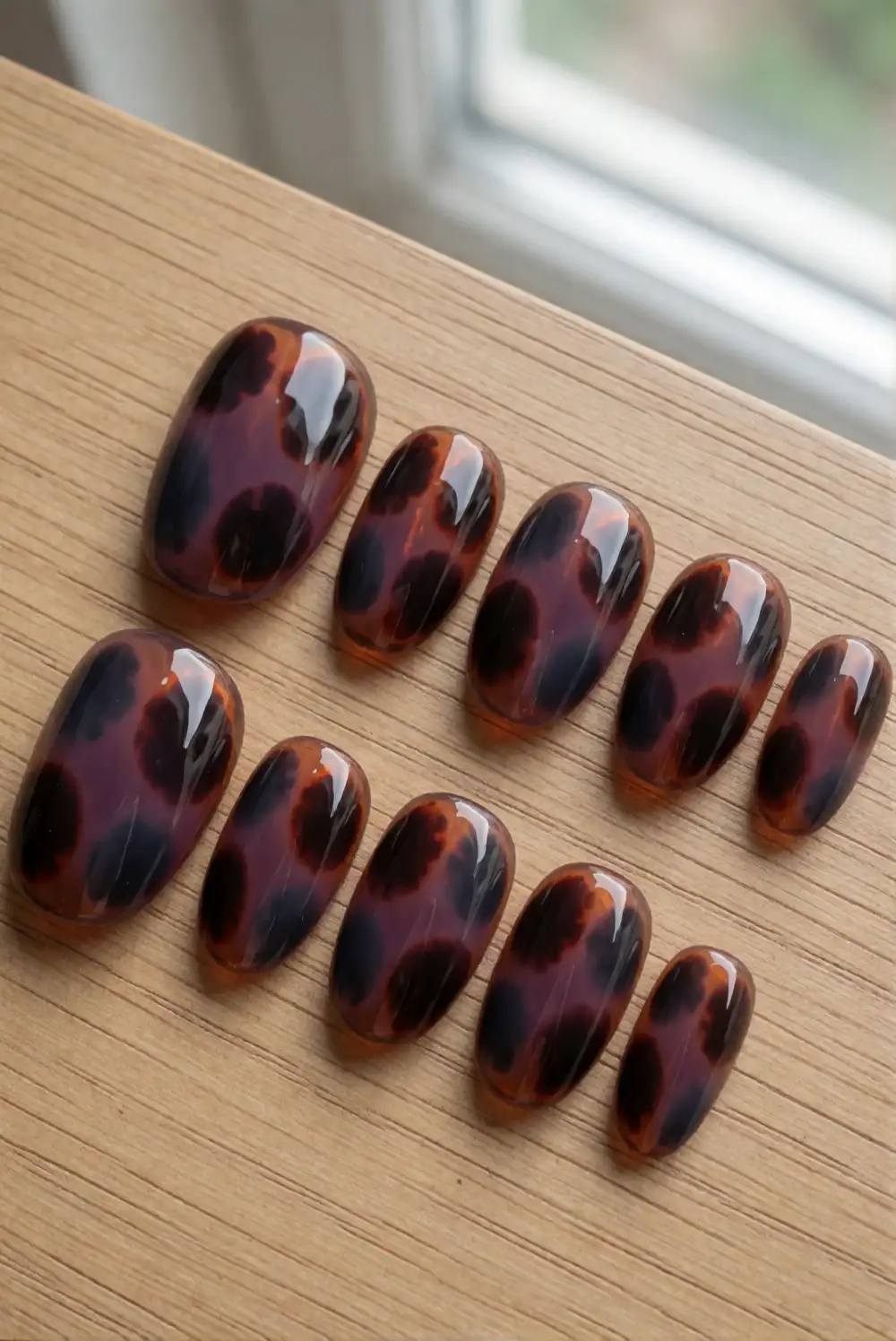 Cinnamon Tortoiseshell Nails with Warm Amber Layers