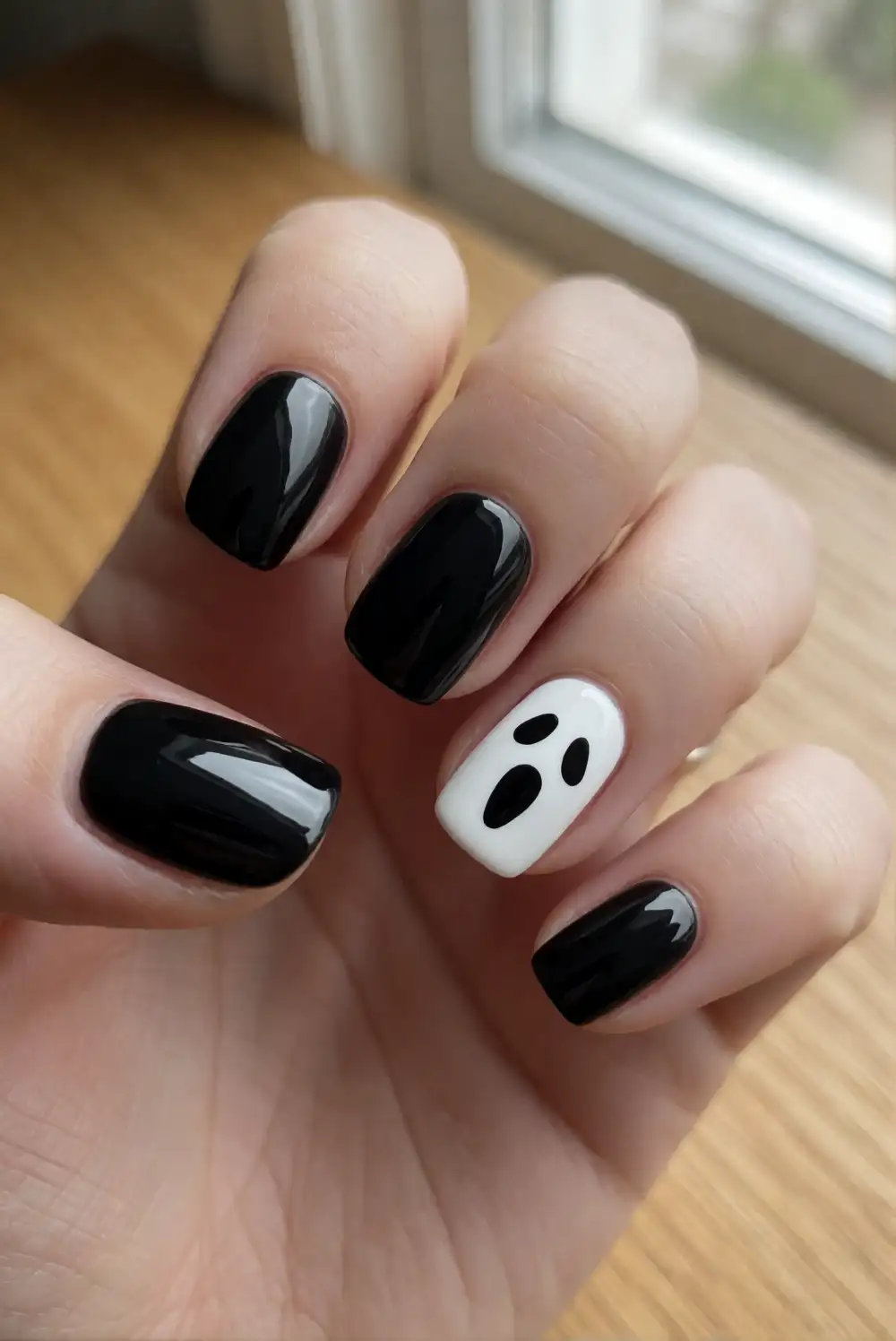 Classic Ghost Face Accent Nails