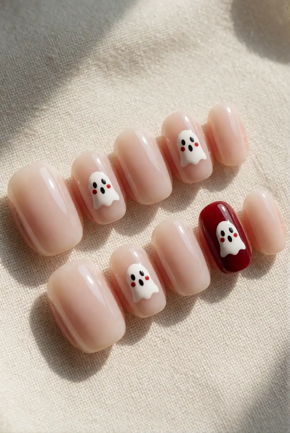 Classic White Ghost Faces With Red Cheeks