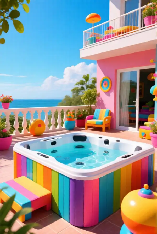 Colorful and Playful Terrace Jacuzzis
