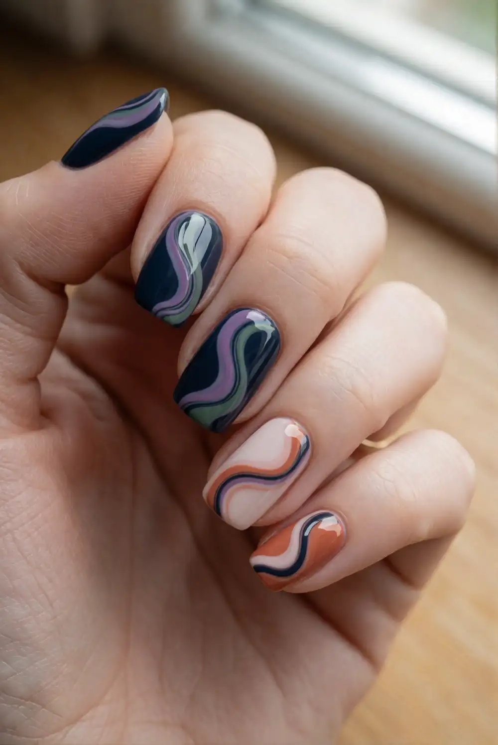 Colorful Potion Swirl Nails