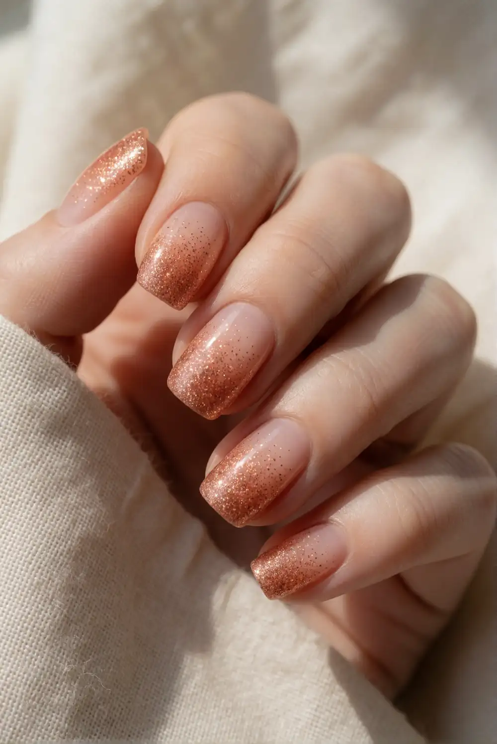 Copper Glitter Ombre Nails