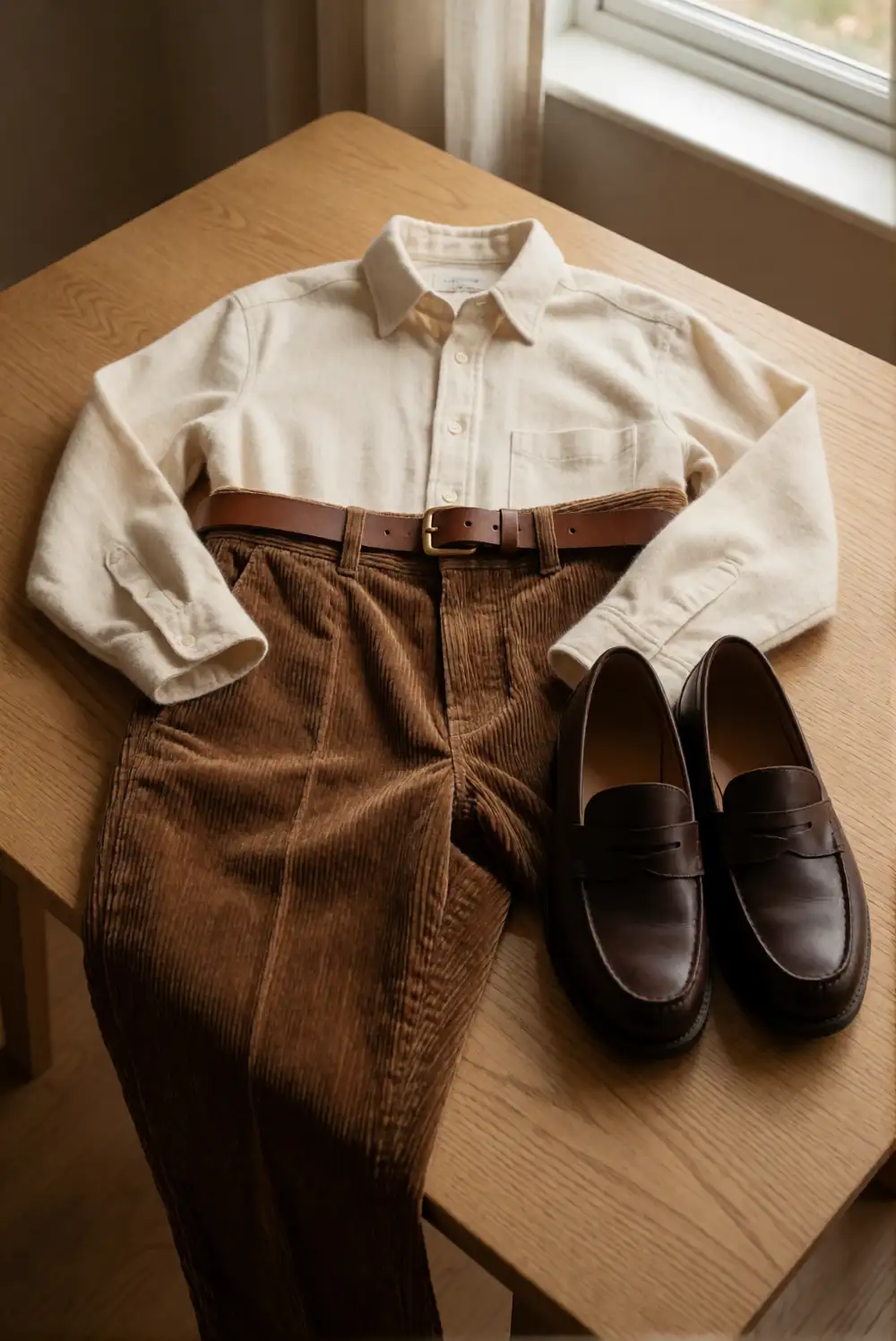 Corduroy Trousers with a Soft Button-Up