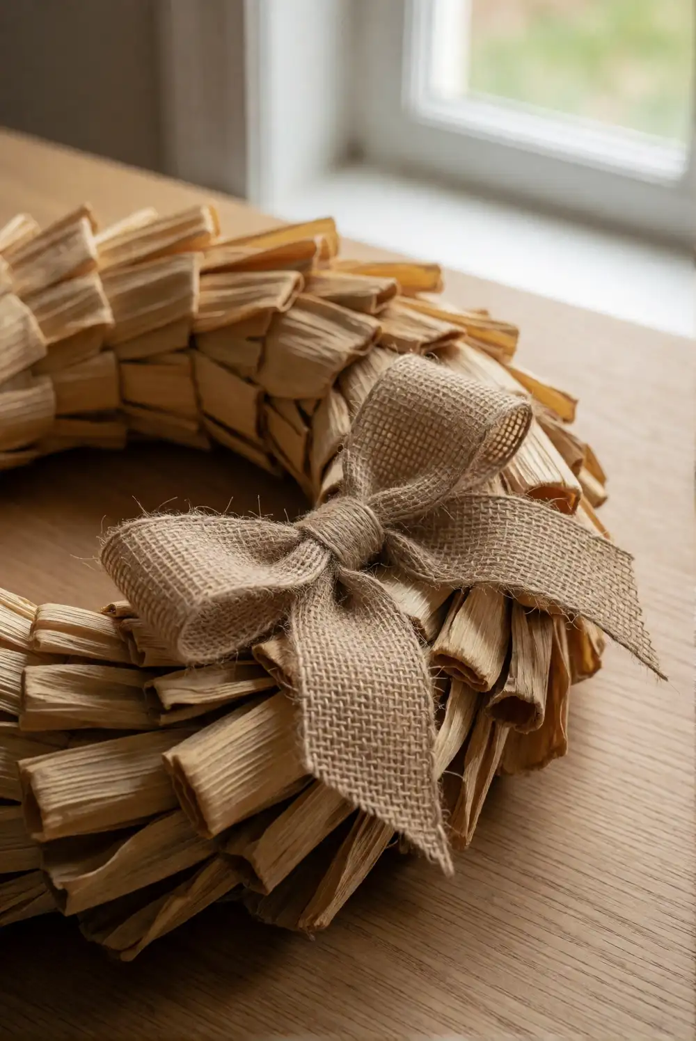 Corn Husk and Burlap Wreath