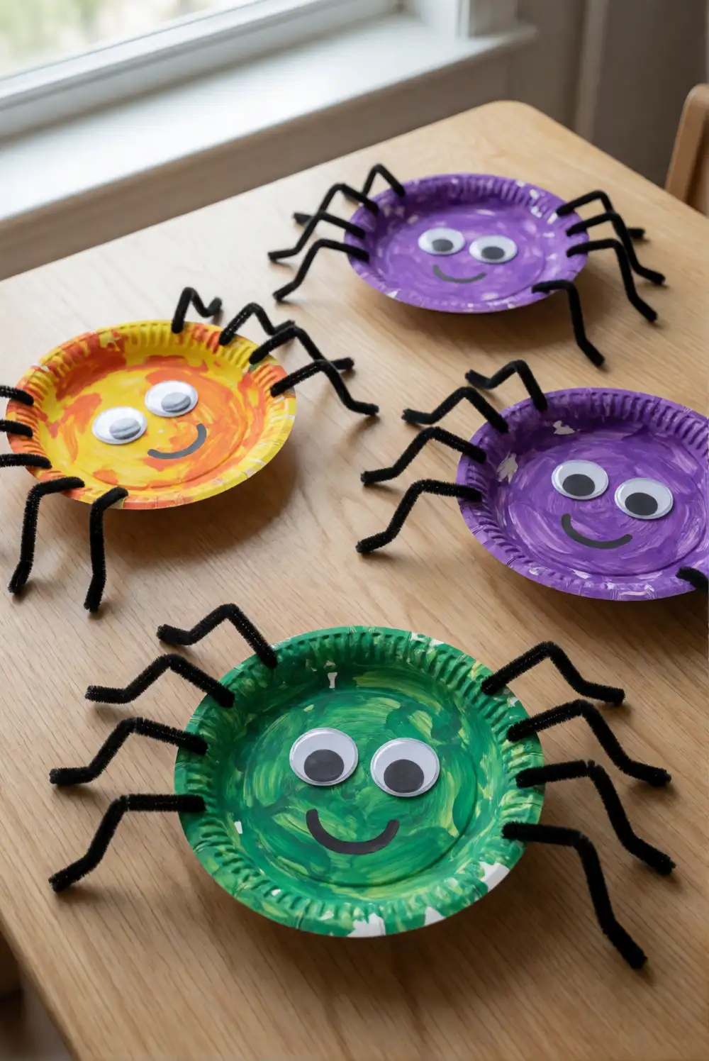 Crafting Colorful Paper Plate Spiders