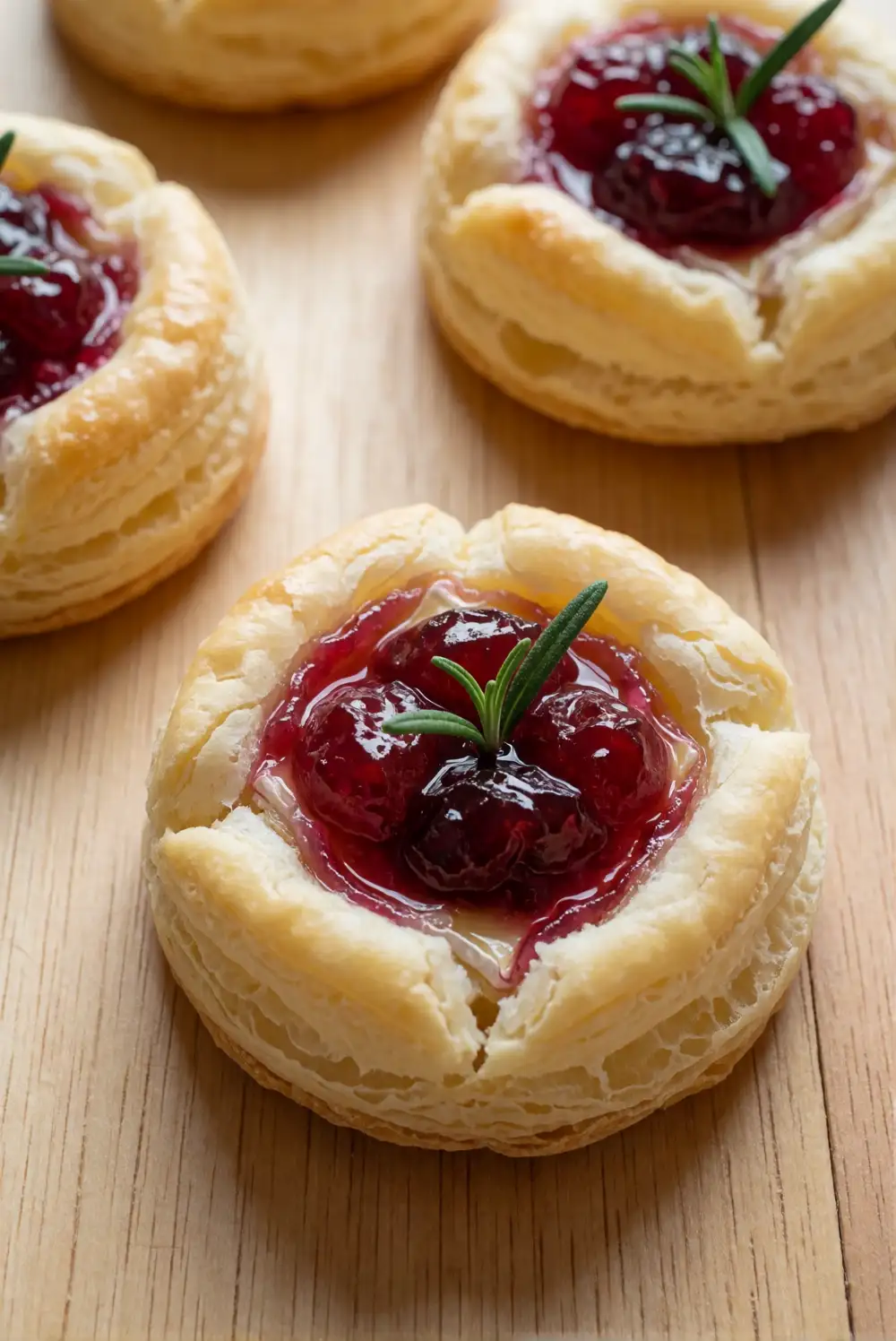 Cranberry Brie Puff Pastry Bites with Rosemary