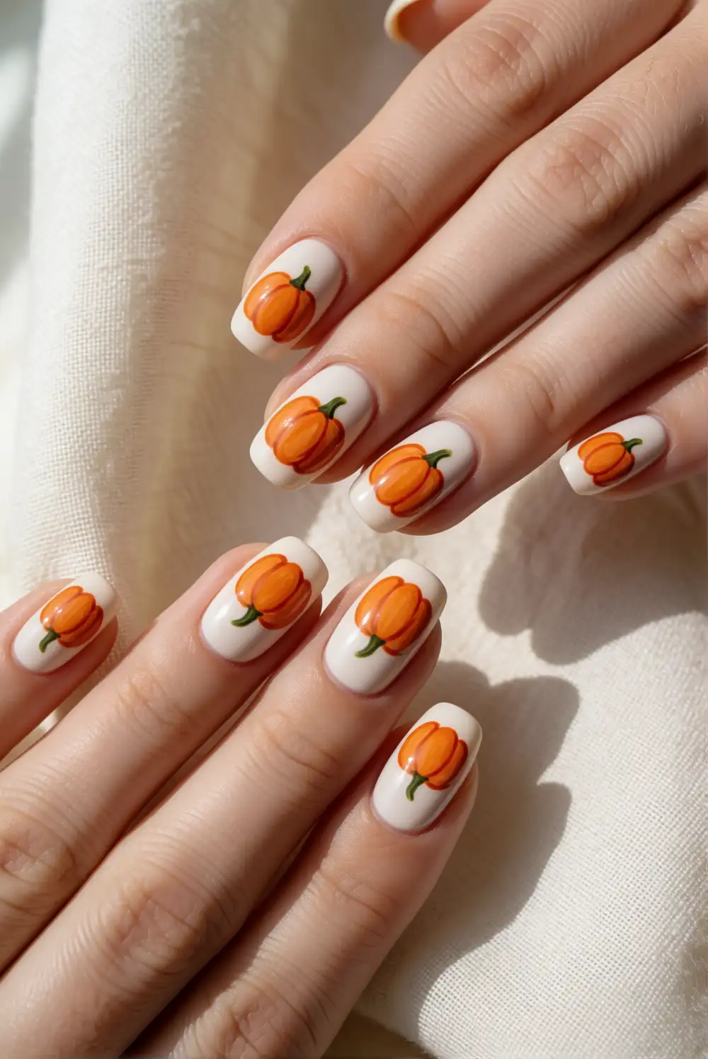 Cream Base With Orange Pumpkins