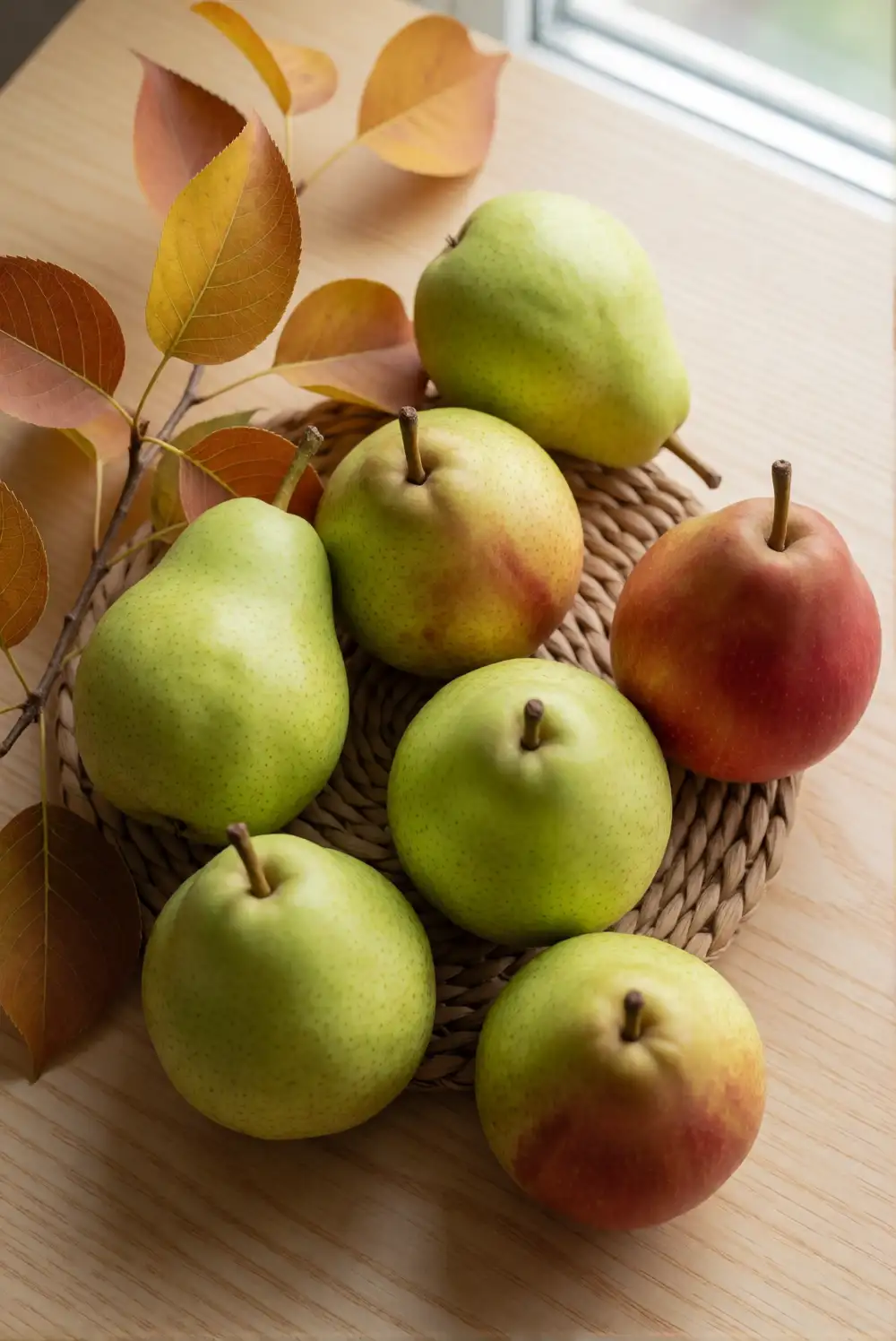 Create a Leaf and Pear Harvest Arrangement