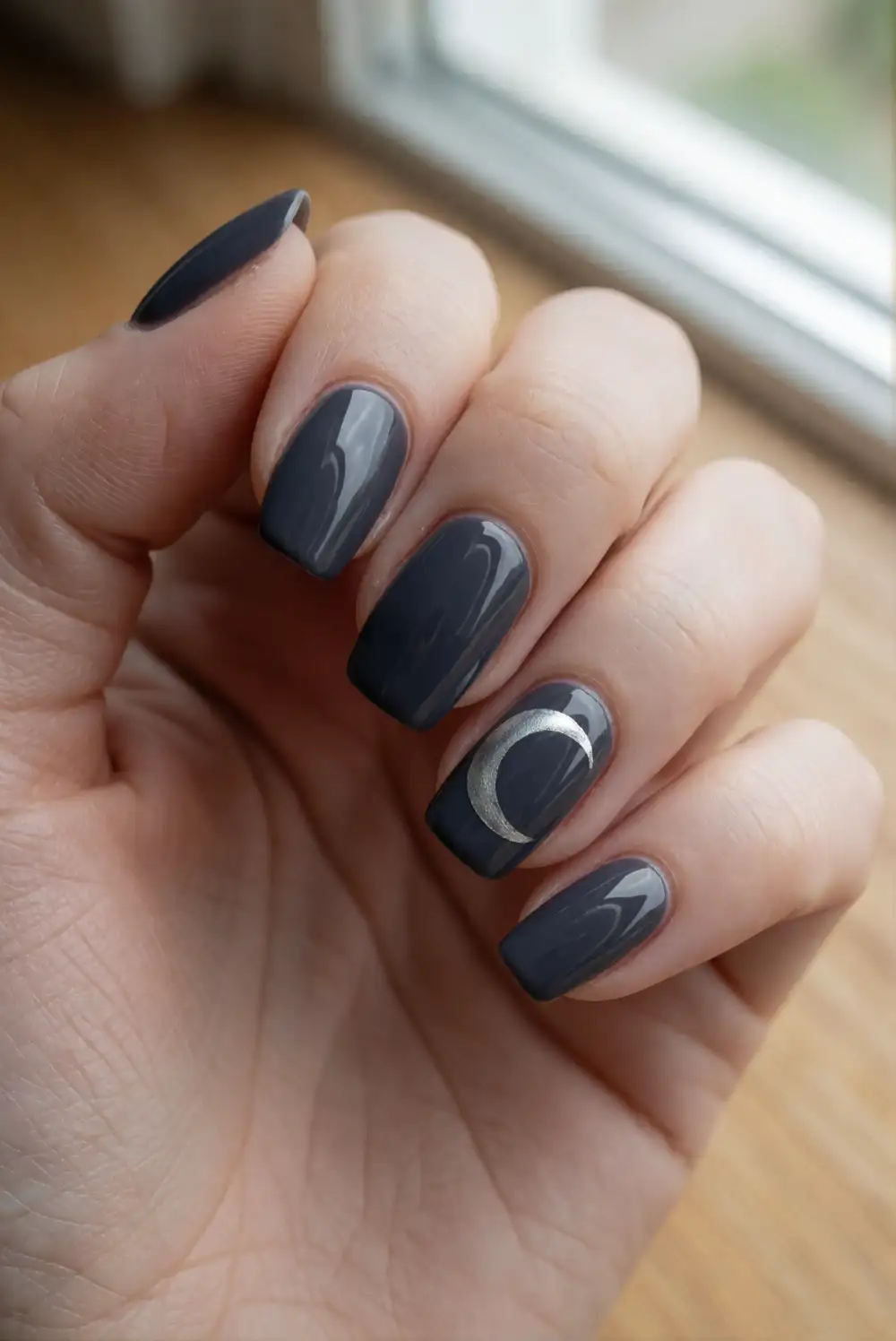 Crescent Moon Black Nails