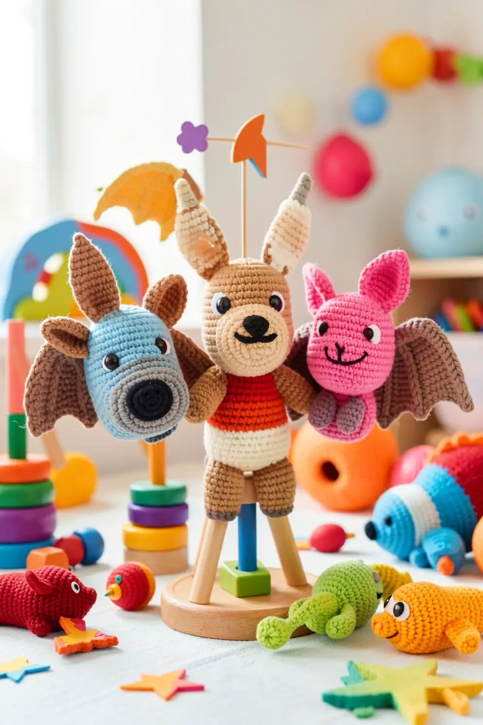 Crochet Bat Puppets for Imaginative Play