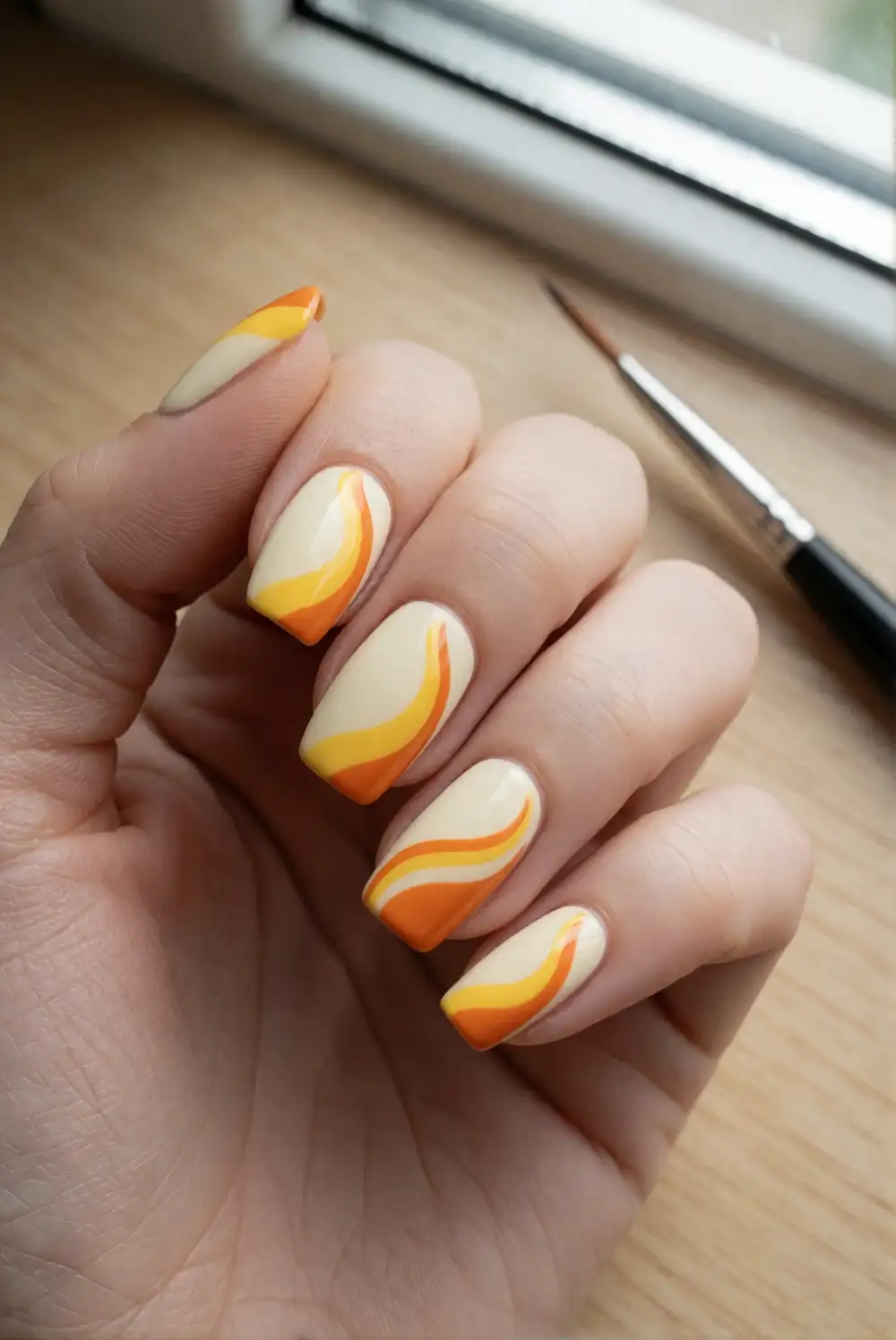 Curved Candy Corn Swirl Nails