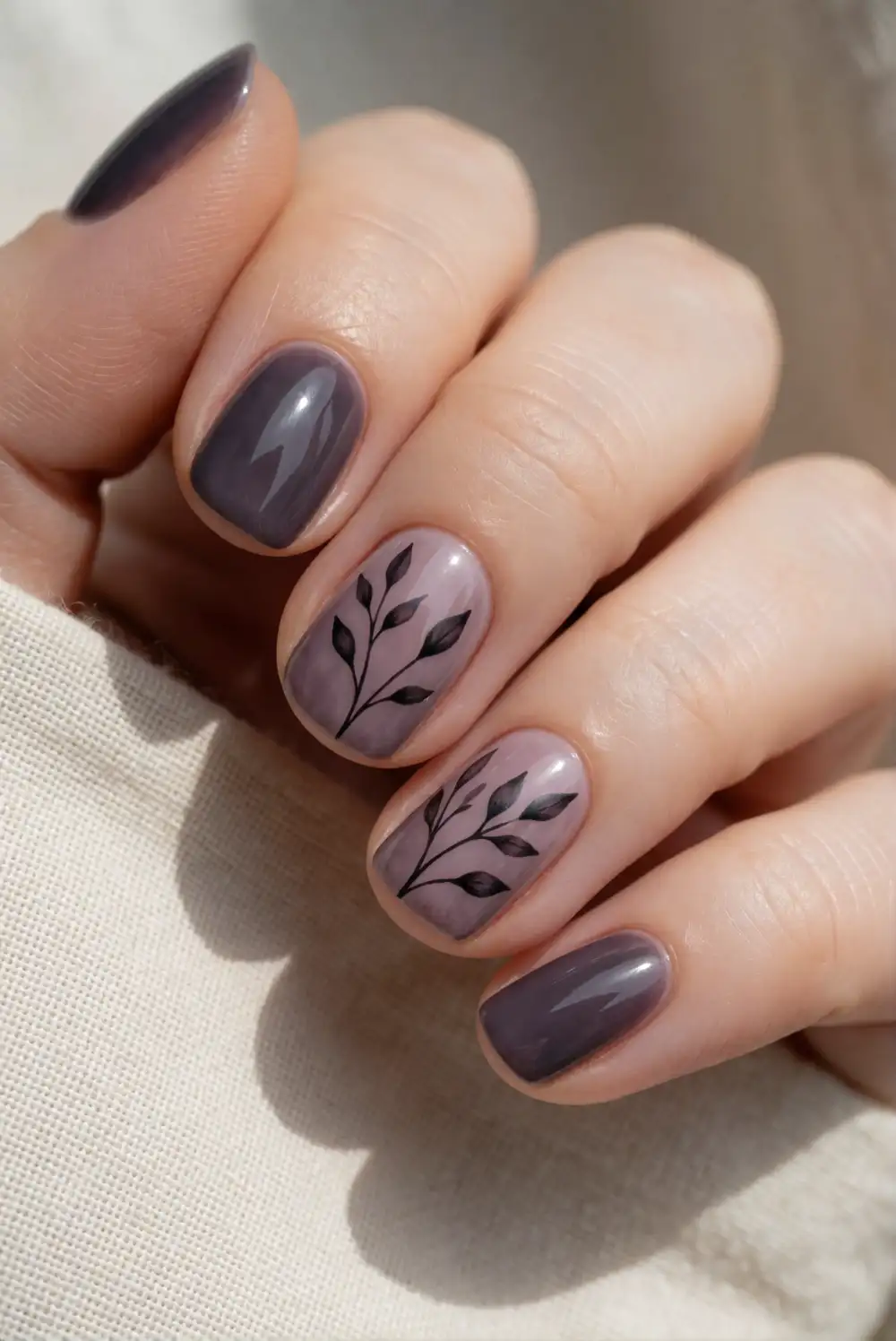 Dark Botanical Nail Accents