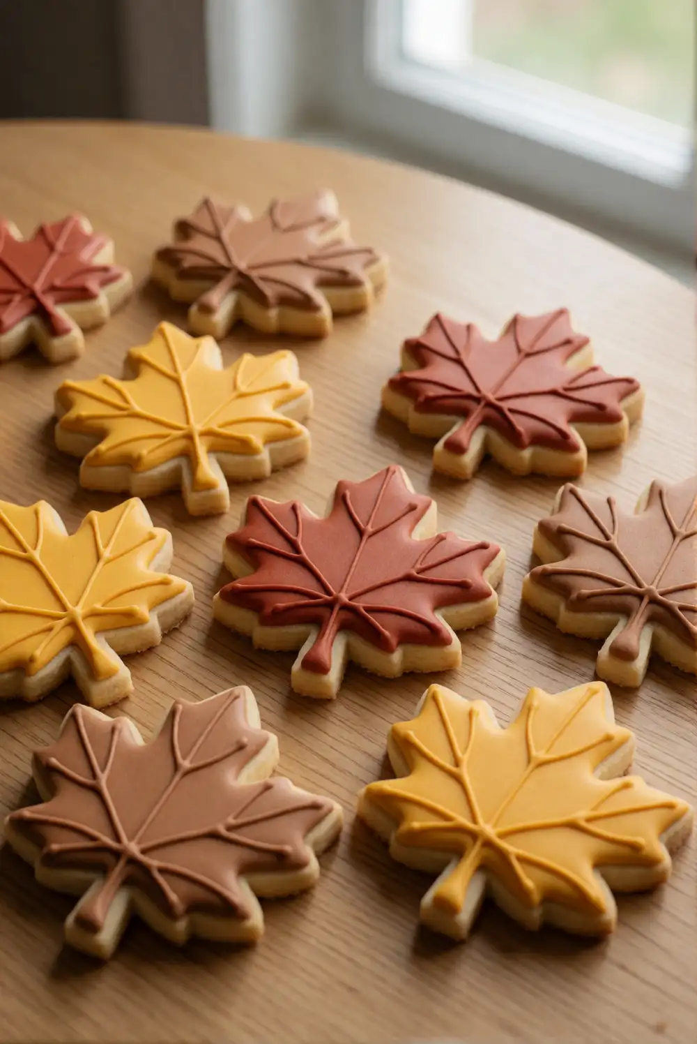 Decorate Maple Leaf Sugar Cookies with Autumn Icing