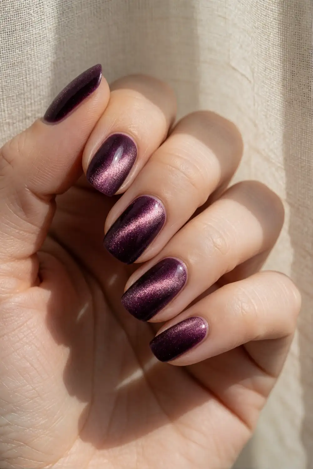 Deep Plum Velvet Nails
