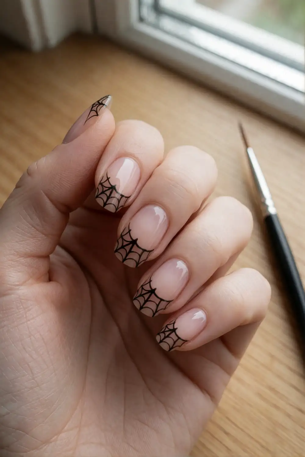 Delicate Black Cobweb Corner Details