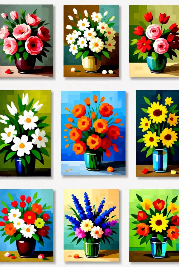 Different Artistic Styles in Floral Paintings