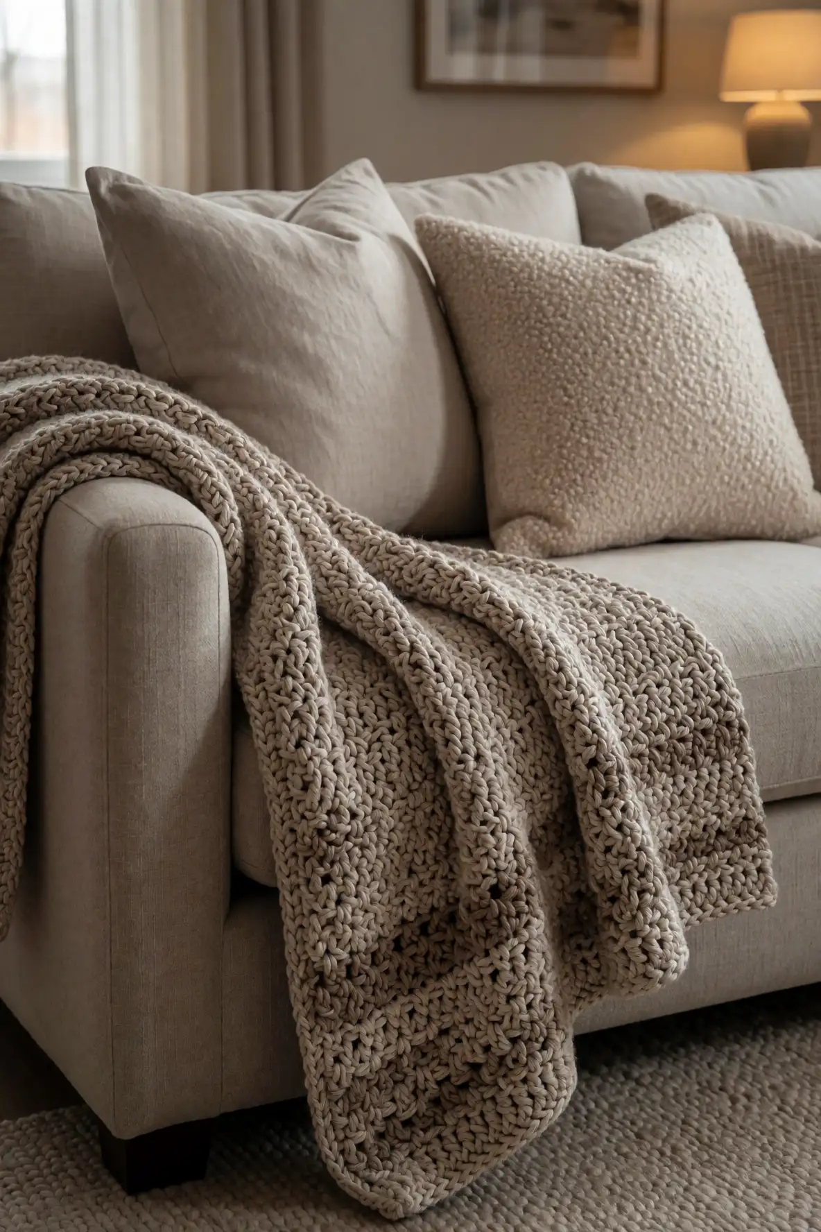 Draping Textured Throws Over Sofas
