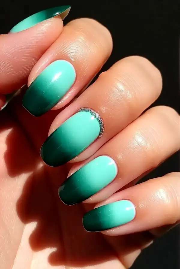 Elegant Green Ombre Nails
