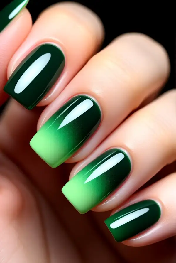 Elegant Green Ombre Nails