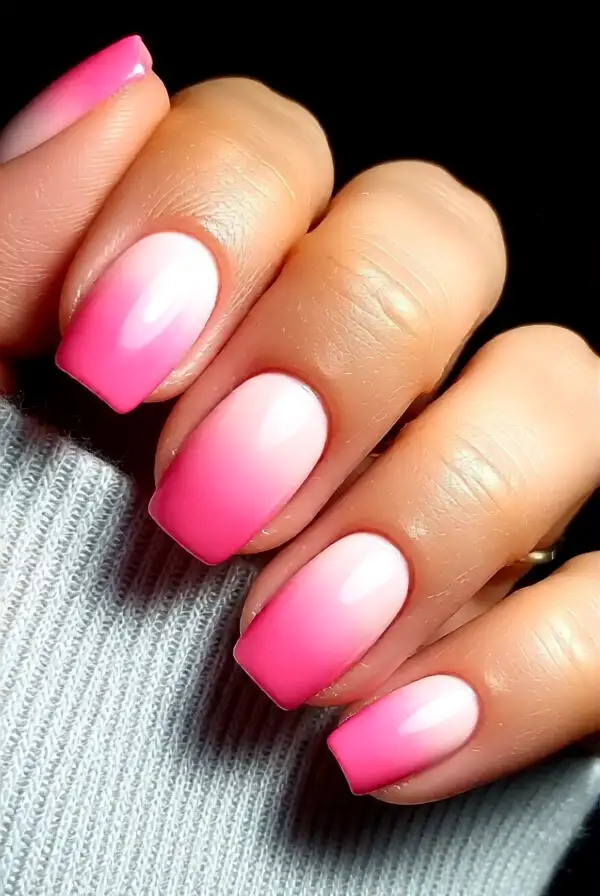 Elegant Pink Ombre Nails