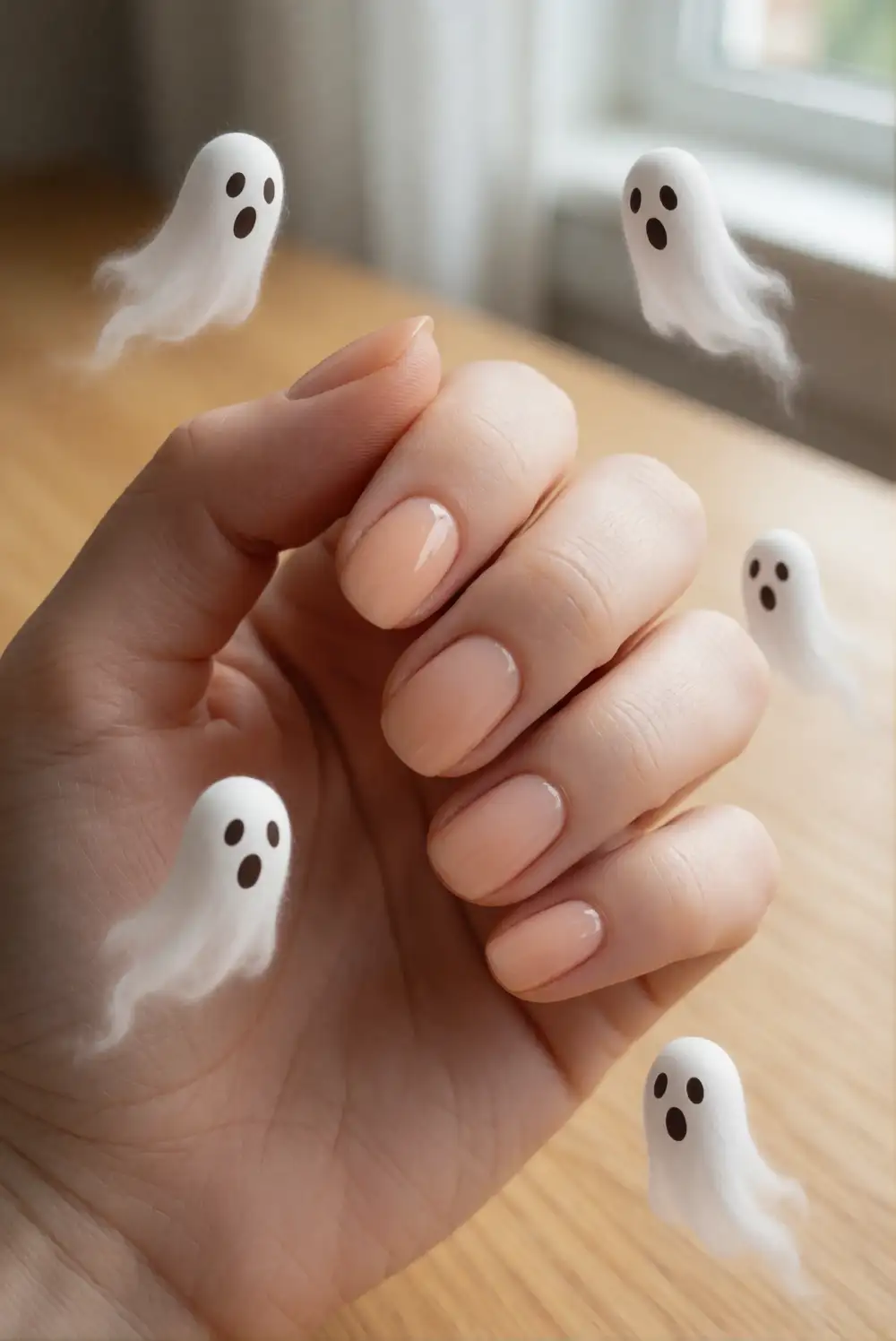 Floating Ghost Accent Nails