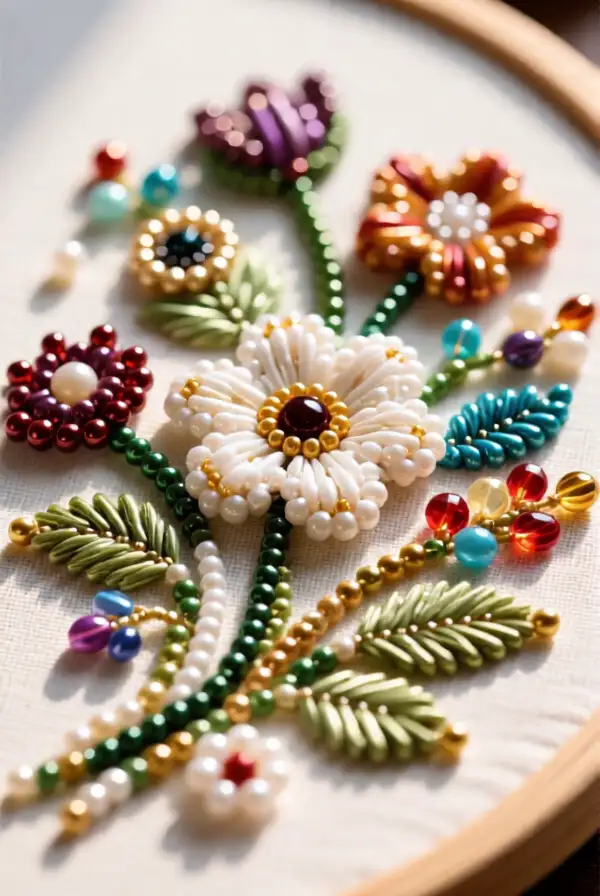 Floral Bead Embroidery Design