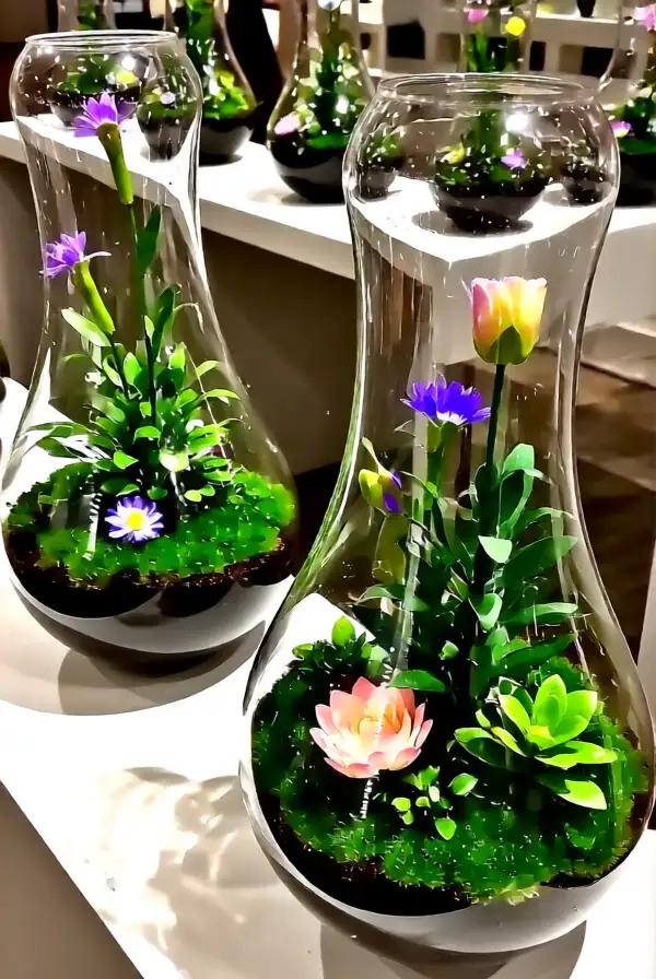 13. Flower-filled Terrariums
