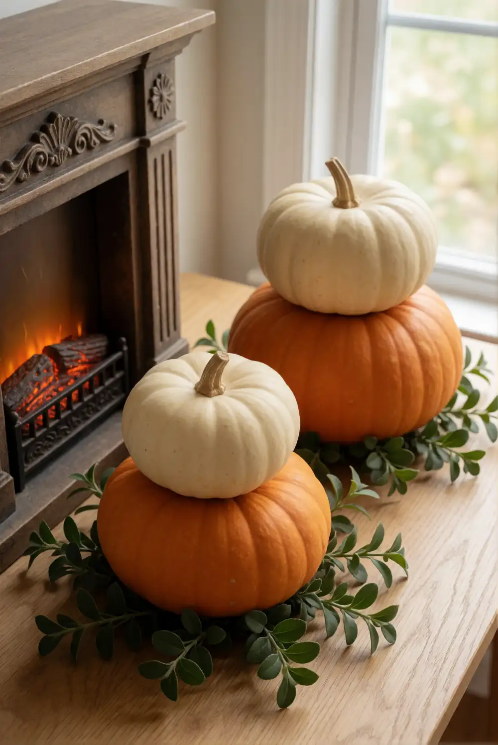 Frame a Fireplace Hearth with Pumpkin Groups