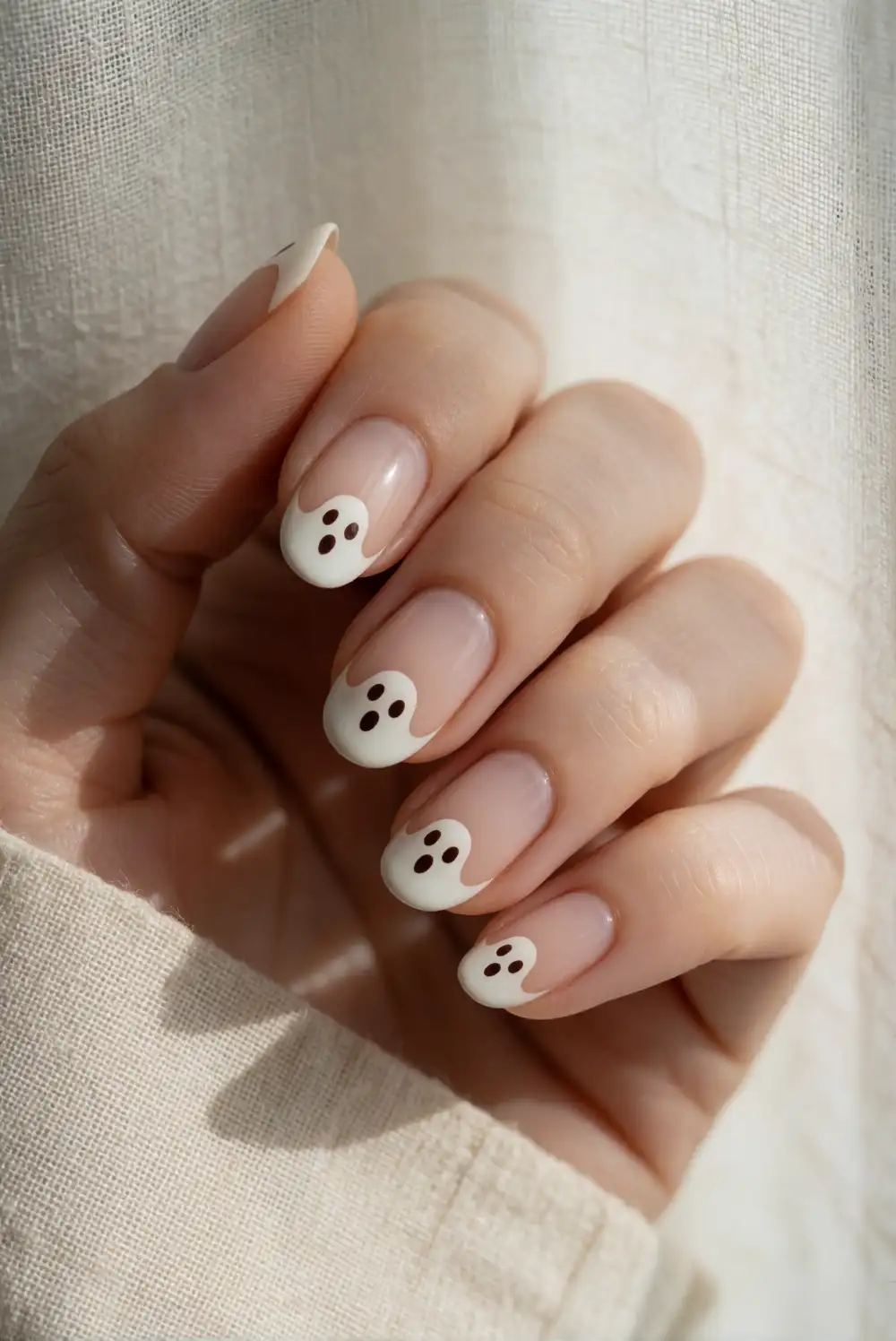 French Tip Ghosts with Tiny Faces