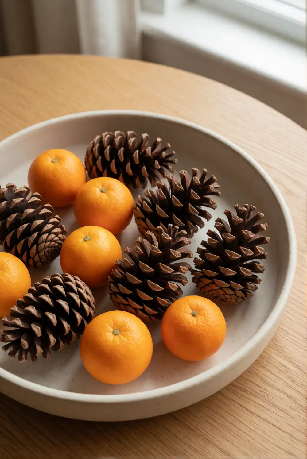 Gather Pinecones and Citrus in a Serving Bowl
